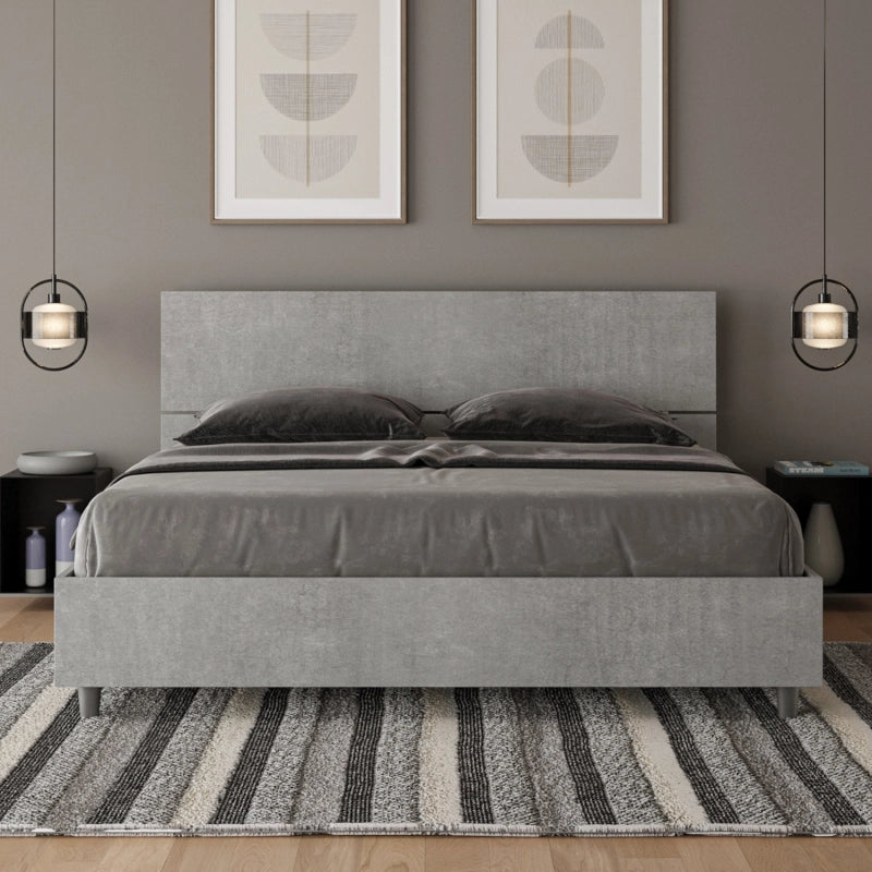 Letto Matrimoniale 160x200 cm testata inclinata Demas - Senza rete,Grigio