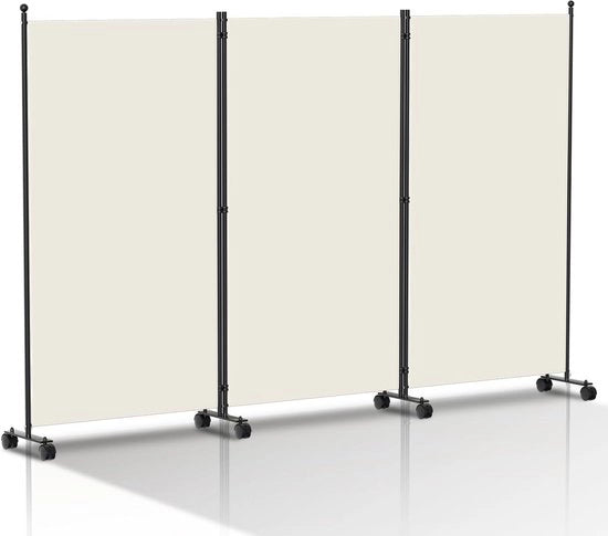 Divisore per stanze 3 sezioni 263x181 cm beige – schermo divisoria pieghevole