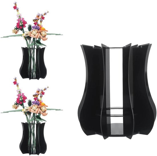 Vaso elegante per fiori - adatto per diverse fiori - 1 pezzo - nero lucido - vetro acrilico