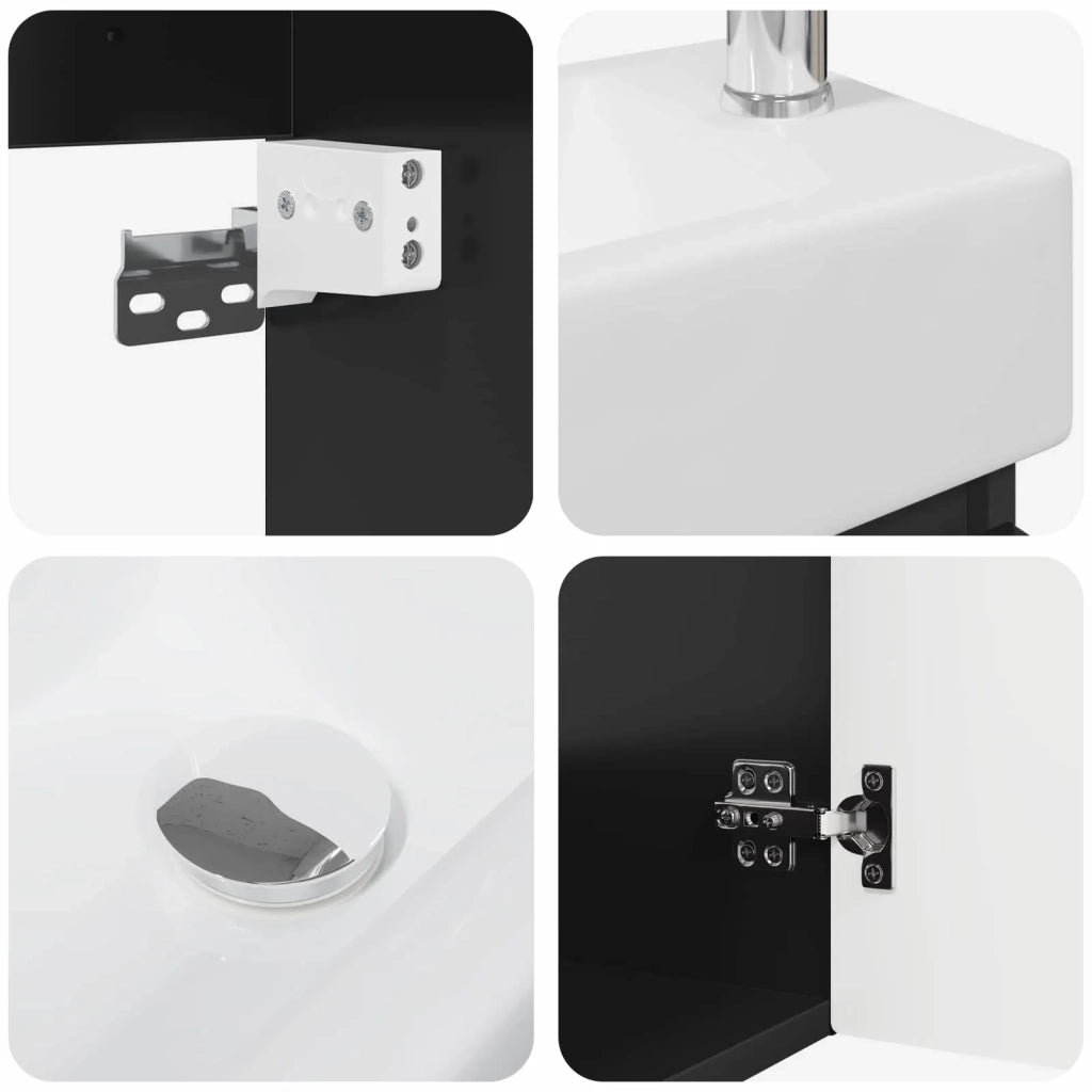 Mobile bagno con rubinetto Nero 45,5 x 22,5 x 84 cm 889512