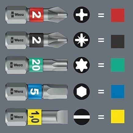 Wera 05057684001 Bit-Check 10 PZ Impaktor 1 Set di 10 Punte per Avvitatori a Percussione con Tecnologia Impaktor Rivestimento Diamantato Lunghezza 25 mm colore Grigio