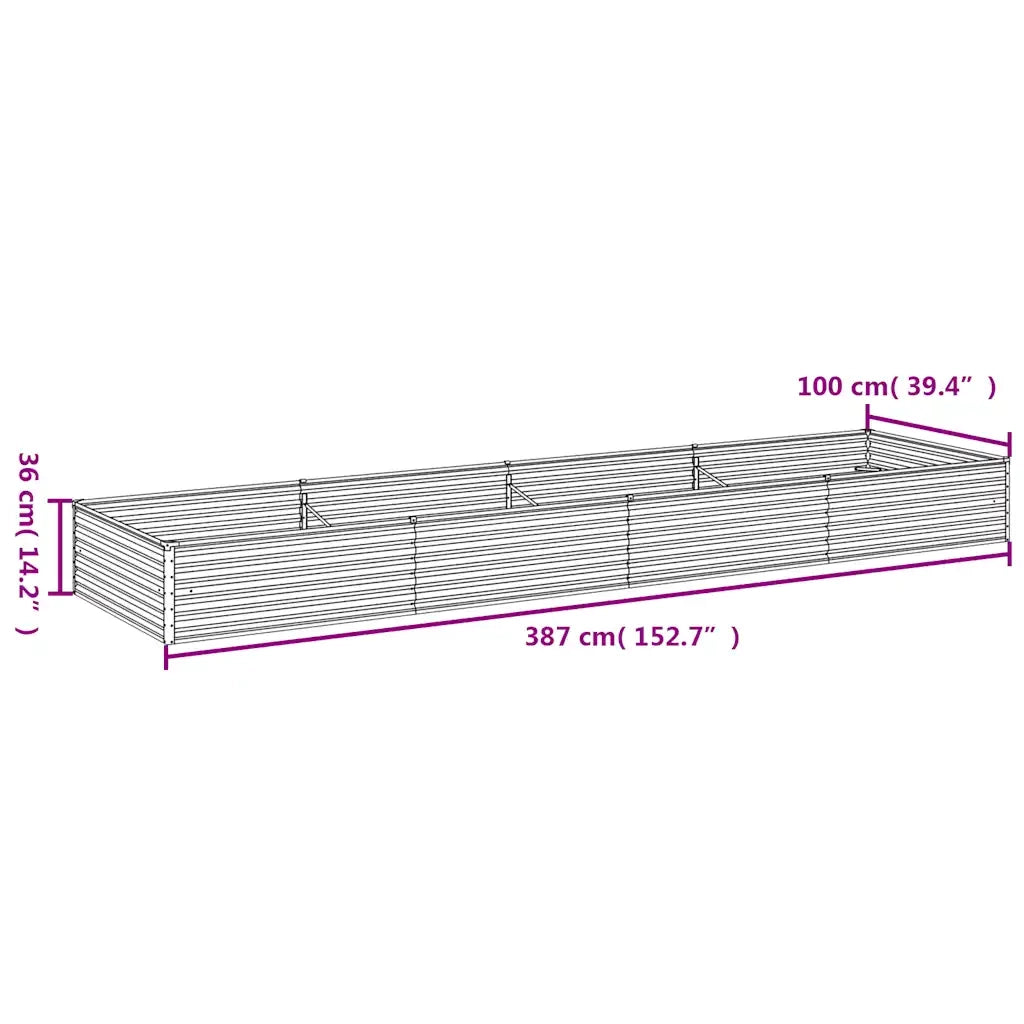 Fioriera Rialzata da Giardino-Vaso da giardino 387x100x36 cm in Acciaio Corten