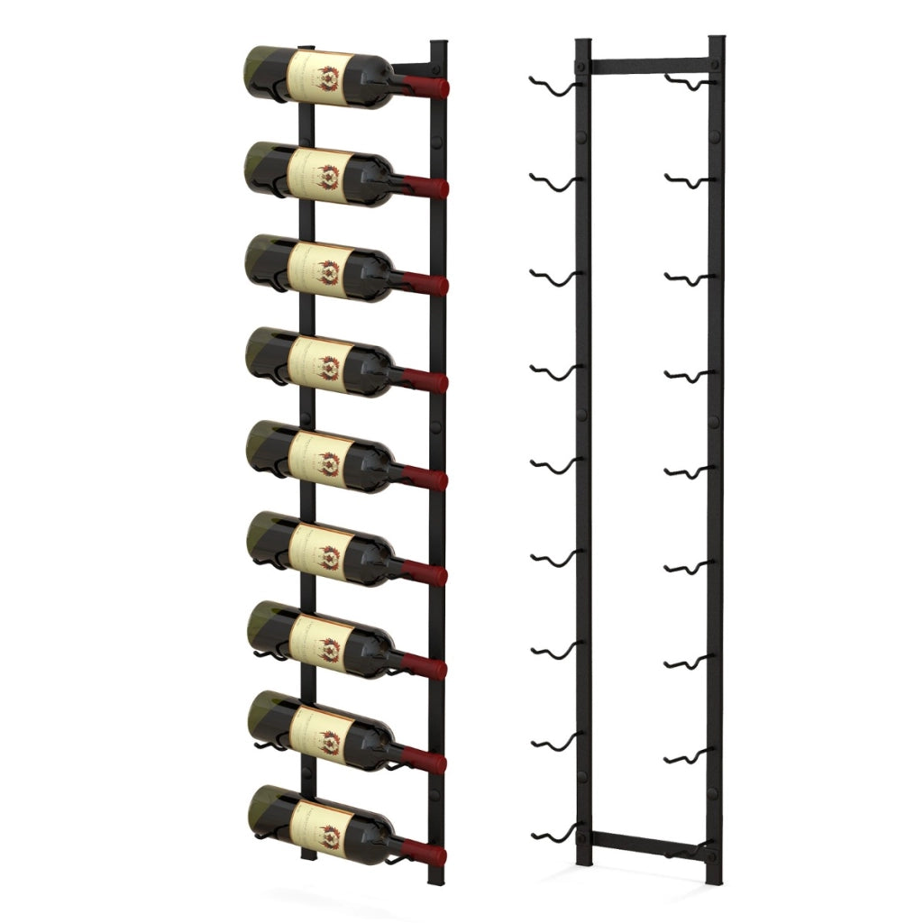 Portabottiglie vino da parete in metallo antiruggine, Cantinetta vino a muro per 9 bottiglie 22x13,5x109cm