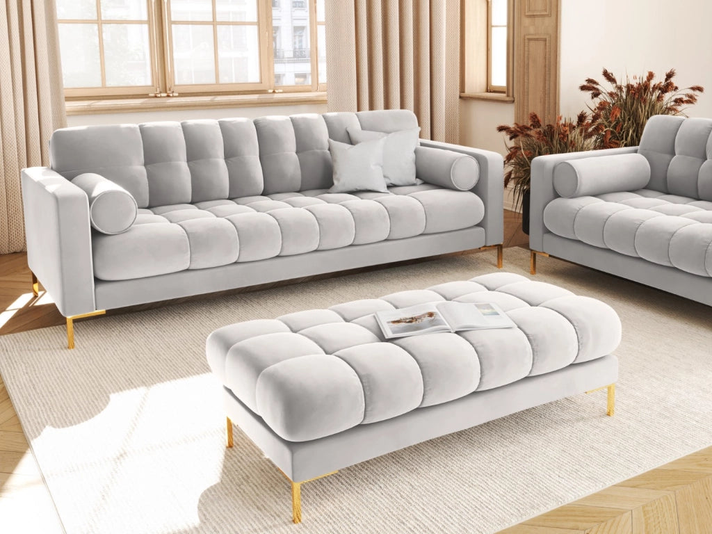 Cosmopolitan Design - Divano "Bali" 4 posti in velluto argento 