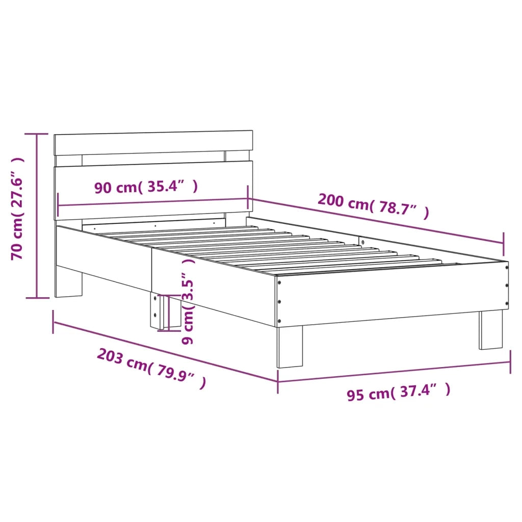 Giroletto con Testiera Bianco 90x200 cm in Legno Multistrato 838533