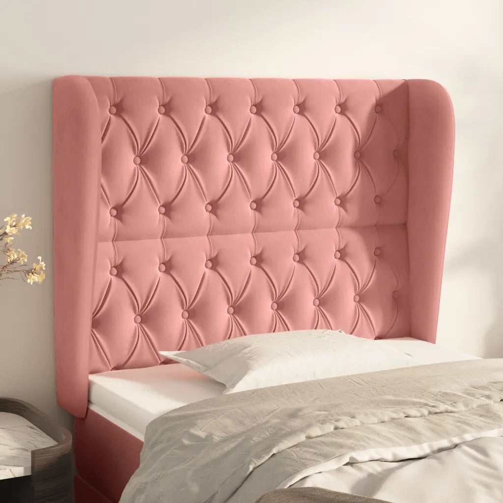 Testiera ad Orecchio-Testata con Orecchie Rosa 103x23x118/128 cm in Velluto 143161