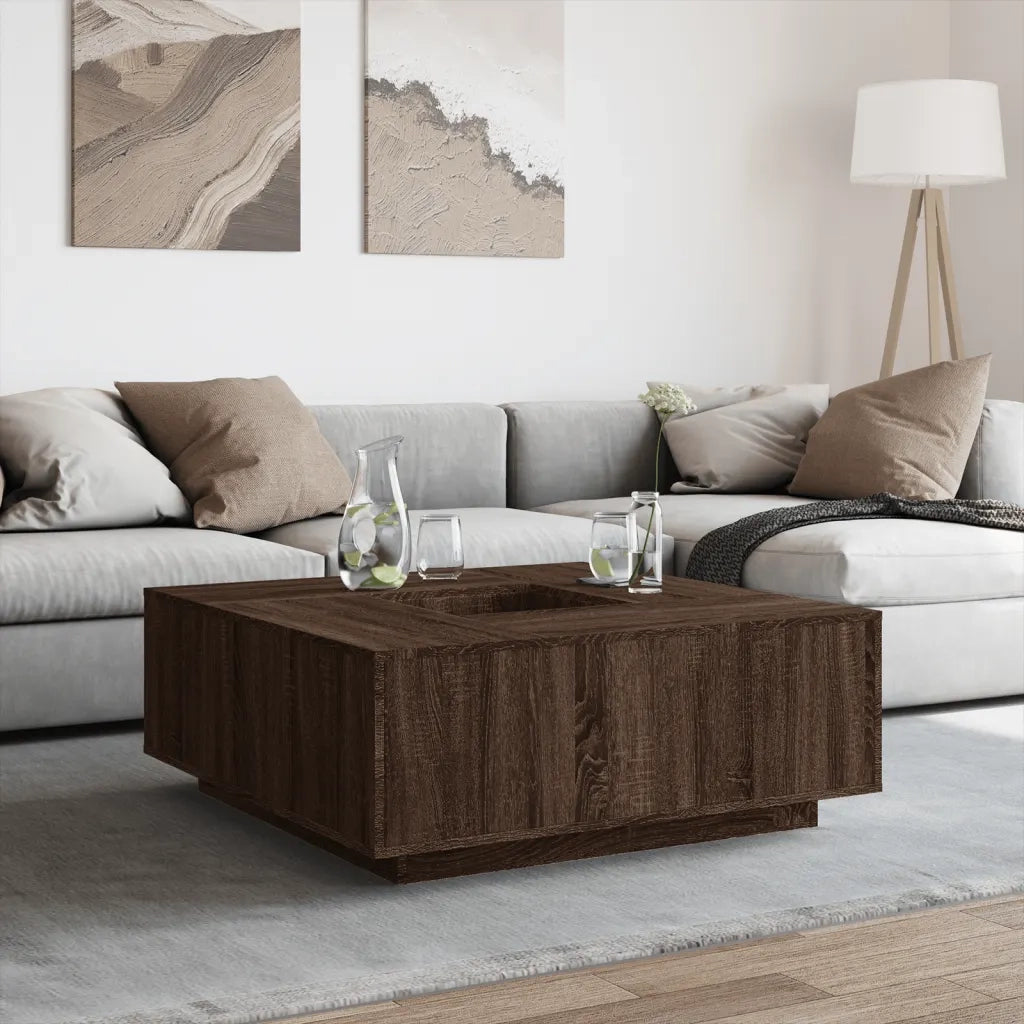 Tavolino Salotto Rovere Marrone 100x100x40 cm Legno Multistrato 3284055
