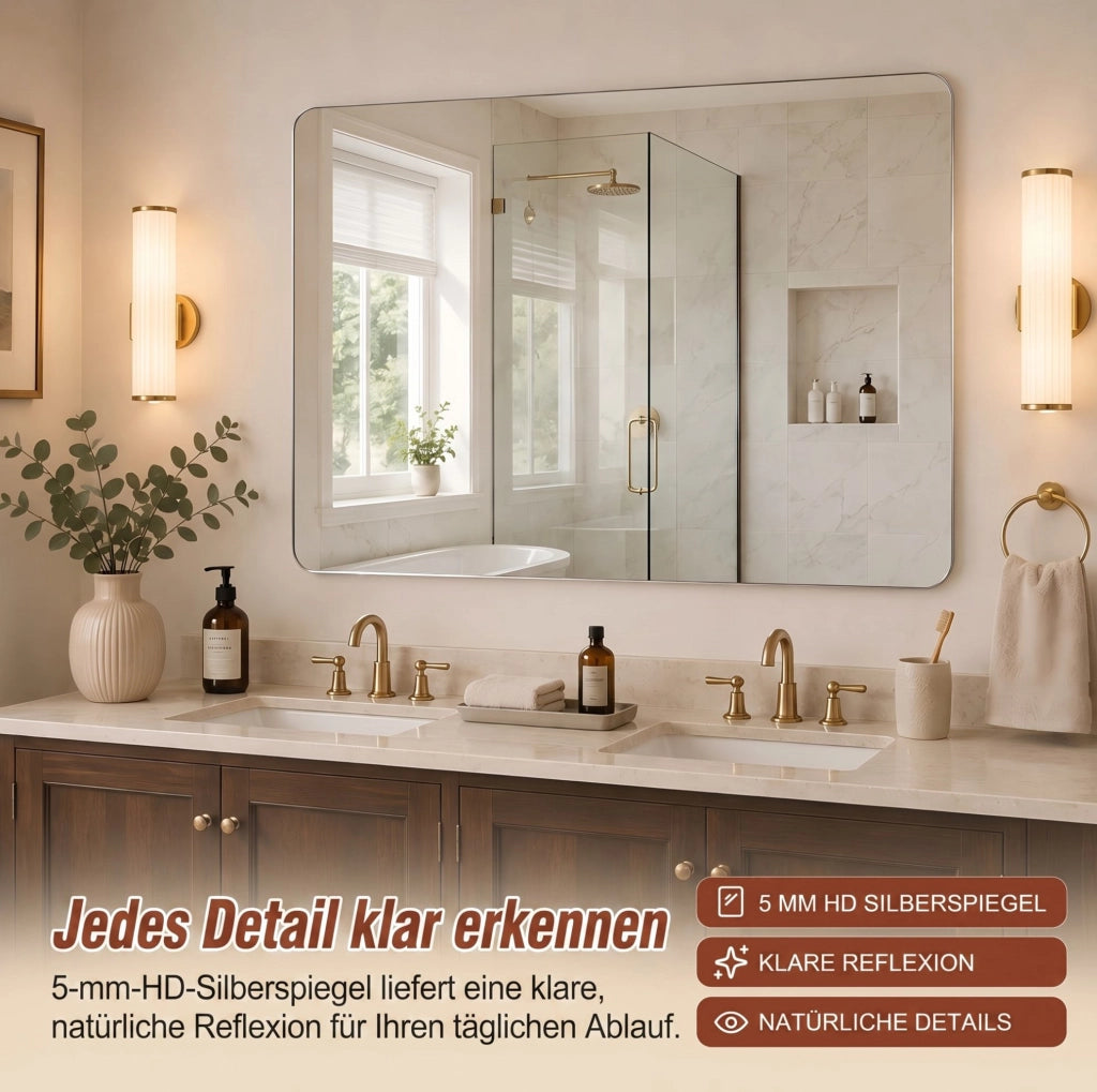 Specchio da bagno senza cornice 90 x 70 cm in vetro argentato
