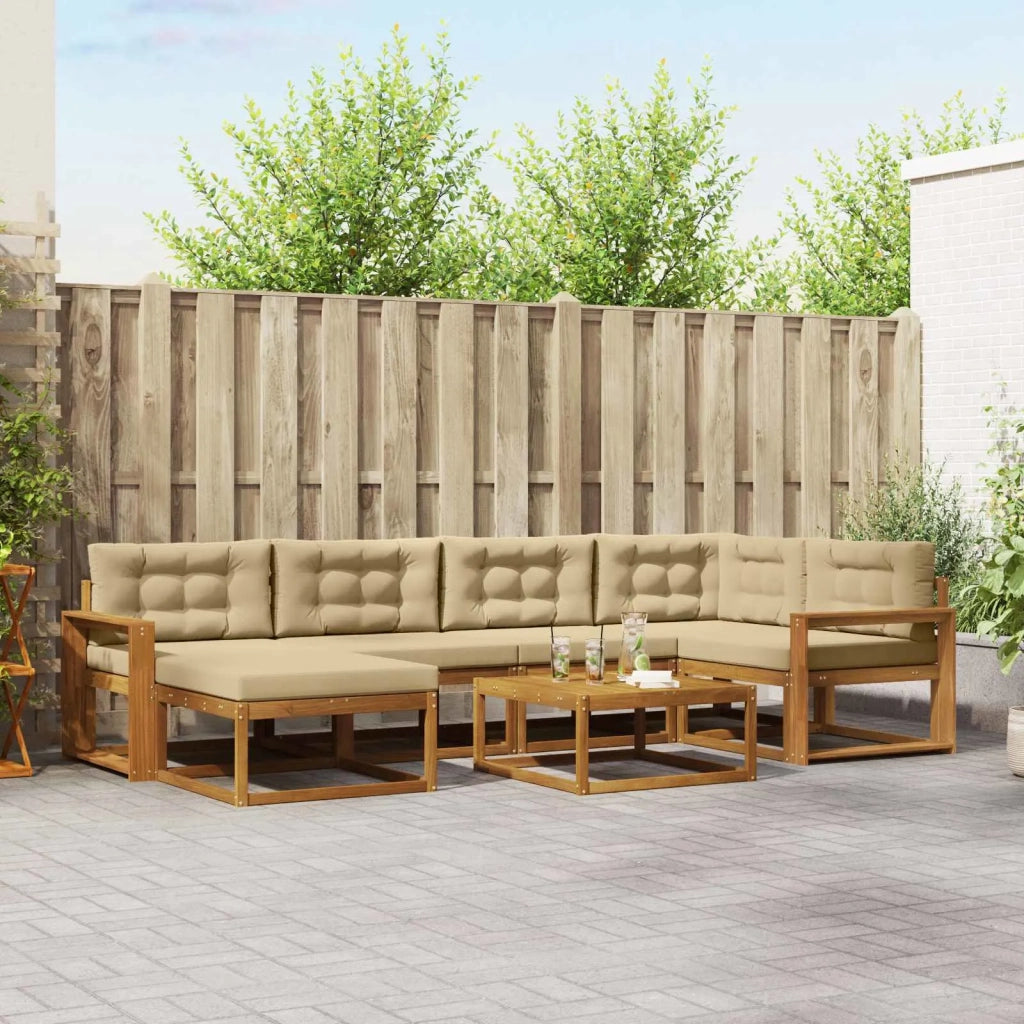 Set di divani da esterno con cuscino 7 pcs Naturale e Beige