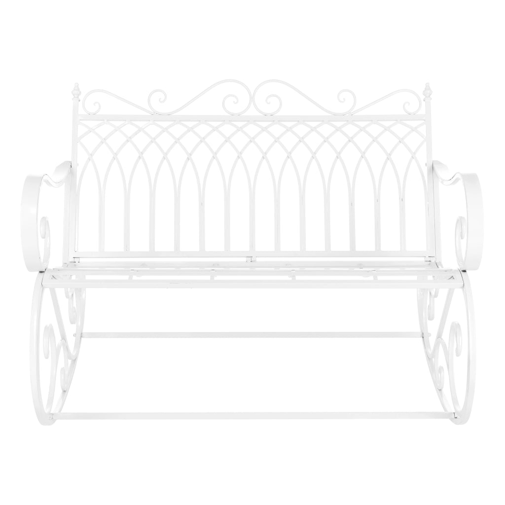 Panca a Dondolo Greenough da Giardino Vintage in Metallo 85 x 113 x 95 cm - Bianco [en.casa]