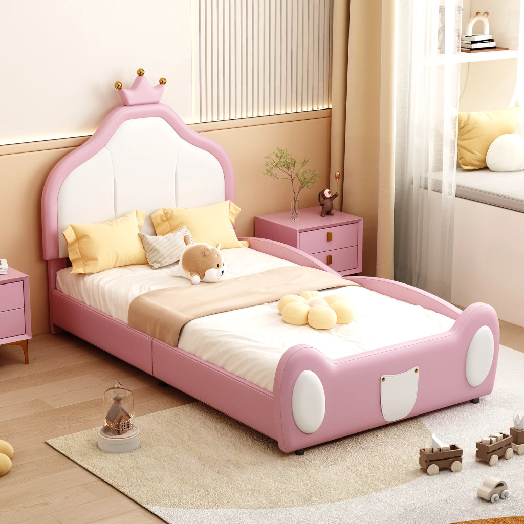 letto imbottito ecopelle rosa 90 x 200 cm