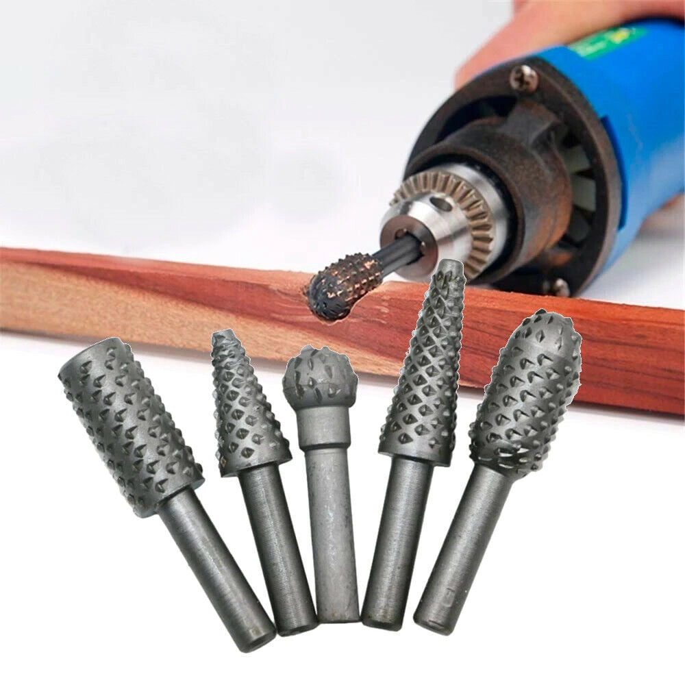 Set 5 punte per mini trapano raspa levigatura modellismo intaglio legno - 6MM