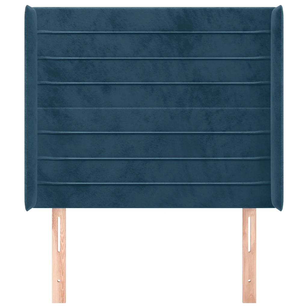 Testiera | Testata ad Orecchio Blu Scuro 93x16x118/128 cm in Velluto