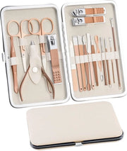 Set di cura per unghie - pedicure per donne e uomini - tasselli in acciaio inossidabile - kit di bellezza da viaggio - rosé oro