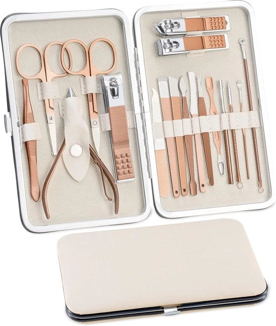 Set di cura per unghie - pedicure per donne e uomini - tasselli in acciaio inossidabile - kit di bellezza da viaggio - rosé oro