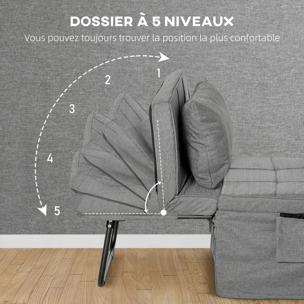 Poltrona letto chaise longue con pouf ¨C zephmum ¨C grigio