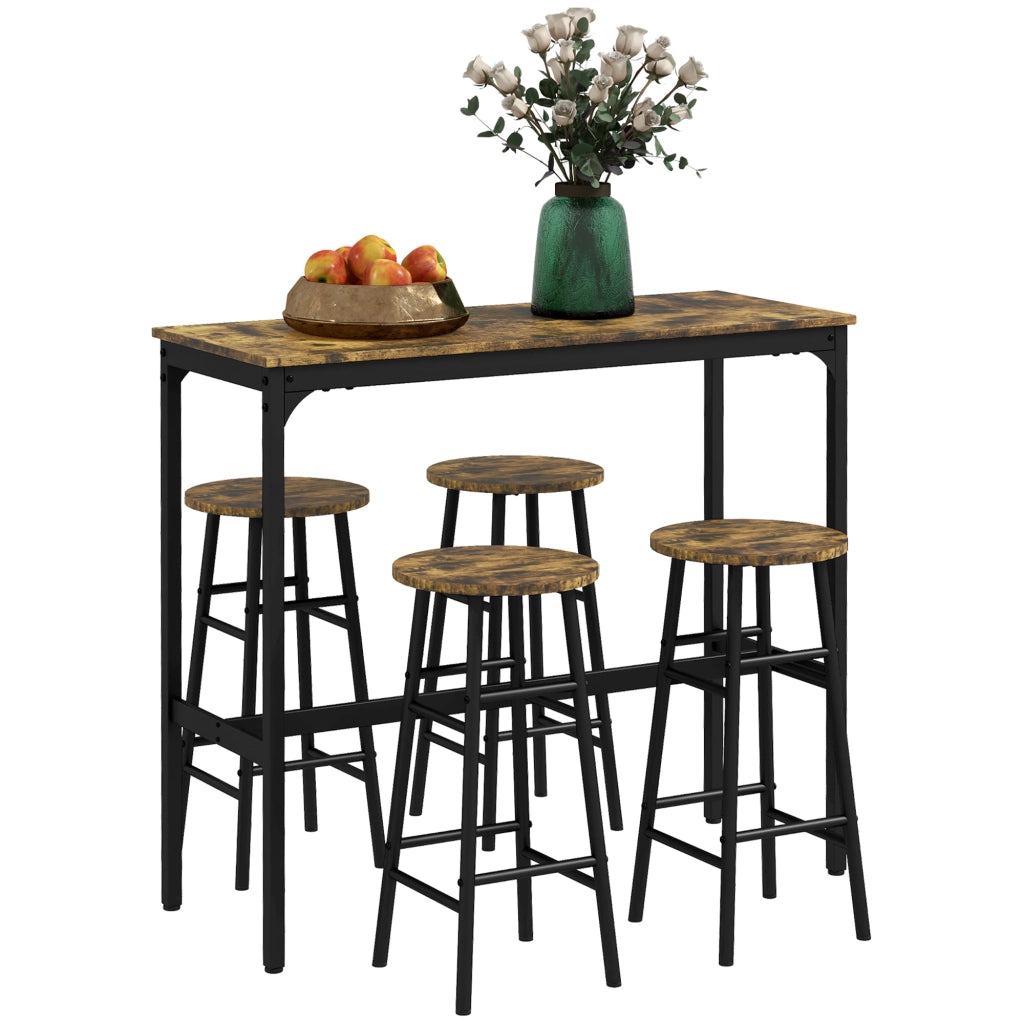 Set Tavolo da Pranzo e Sedie 5 Pezzi ¨C zephmum ¨C Rettangolare, Nero e Marrone