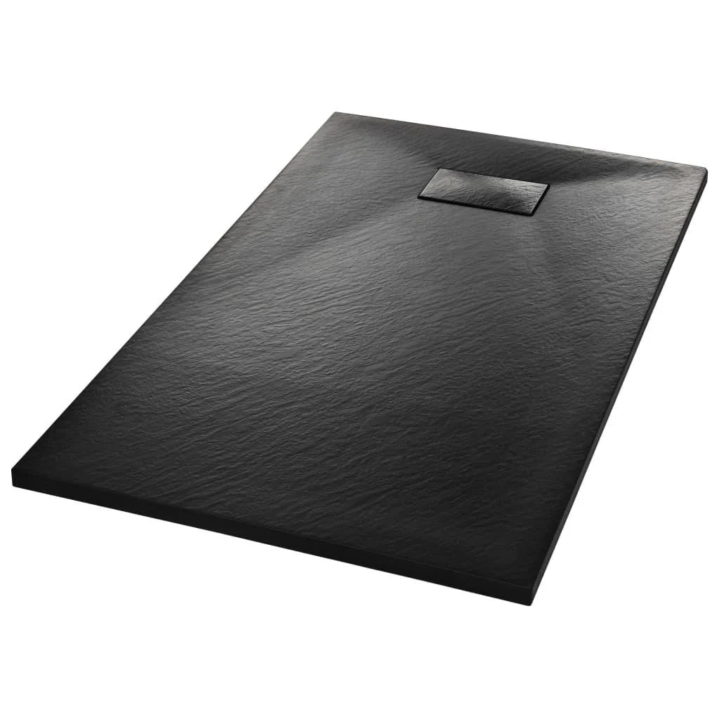 Piatto doccia rettangolare per bagno casa interno foro di scarico standard 9 cm SMC 120x70 cm nero 02_0003453