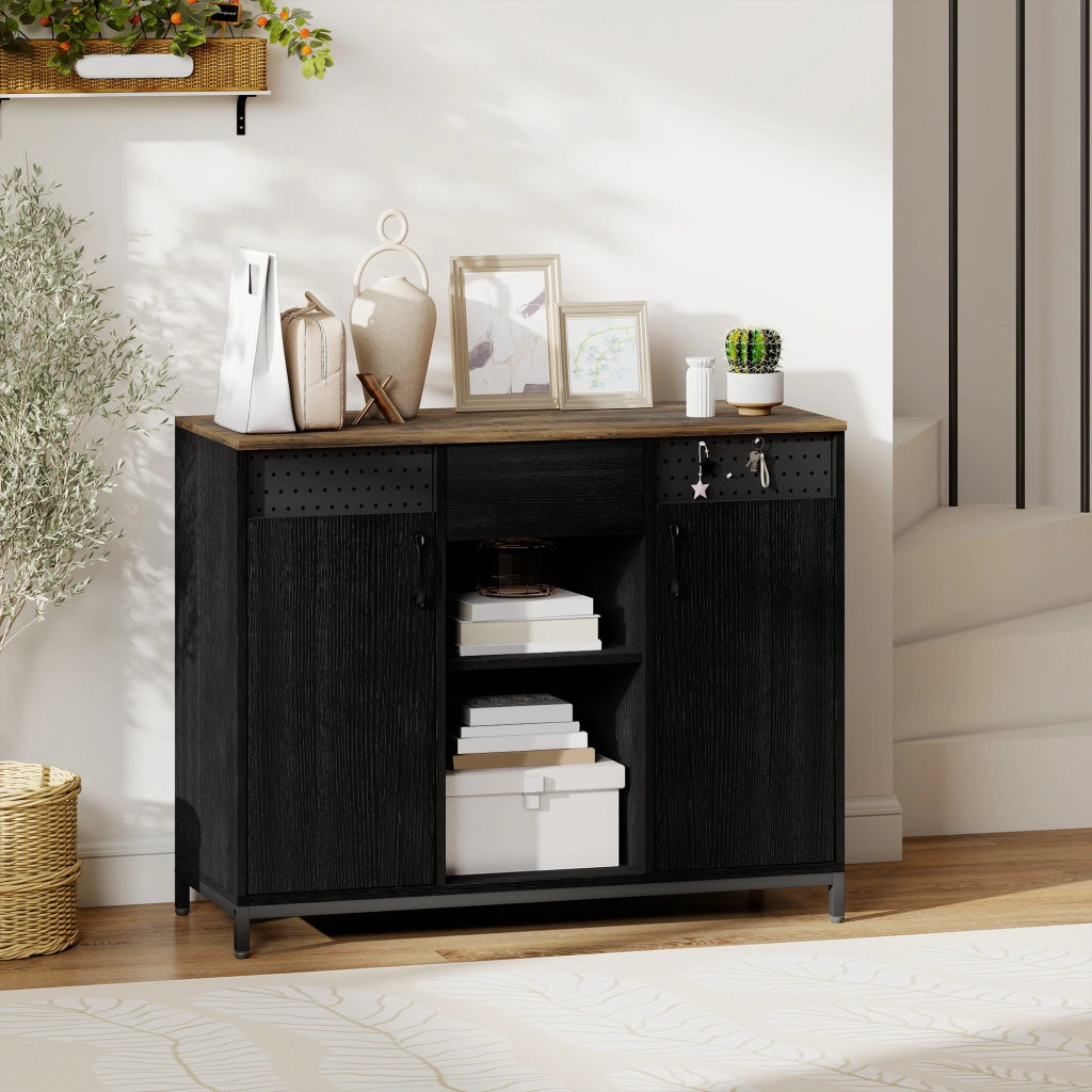 Armadio Battente con 2 Ante e Cassetti ¨C Minimal ¨C Nero 100x40x80 cm