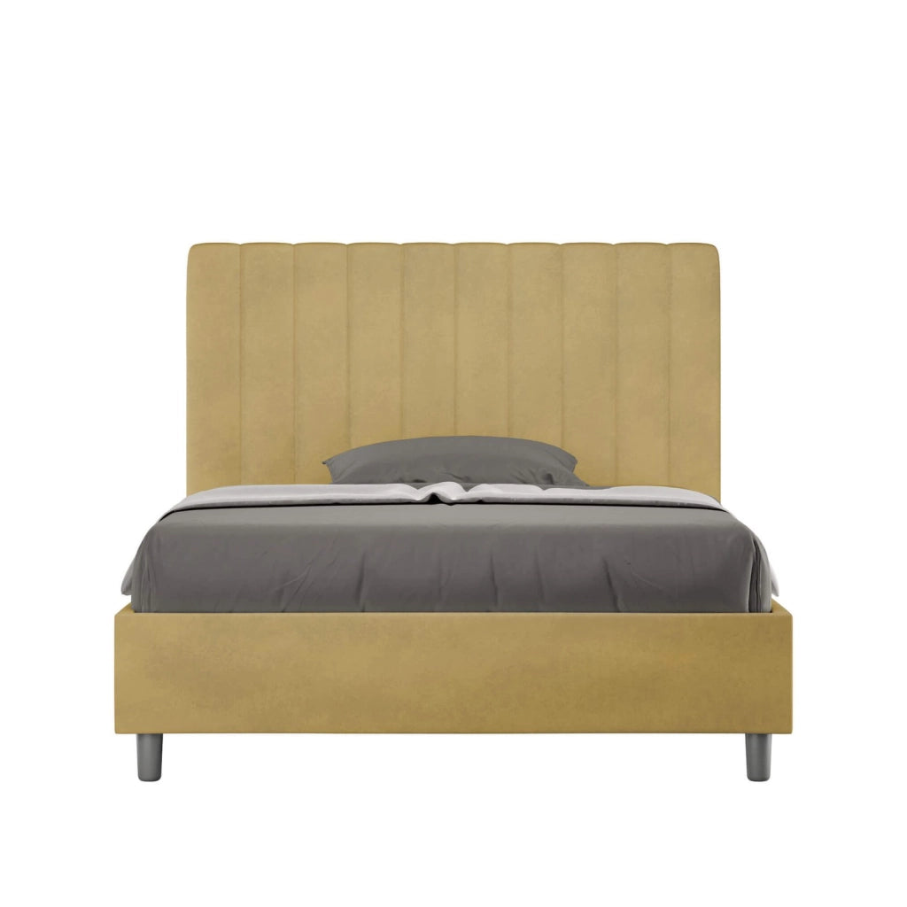 Letto una piazza e mezza senza rete imbottito 120x190 microfibra ocra Agueda