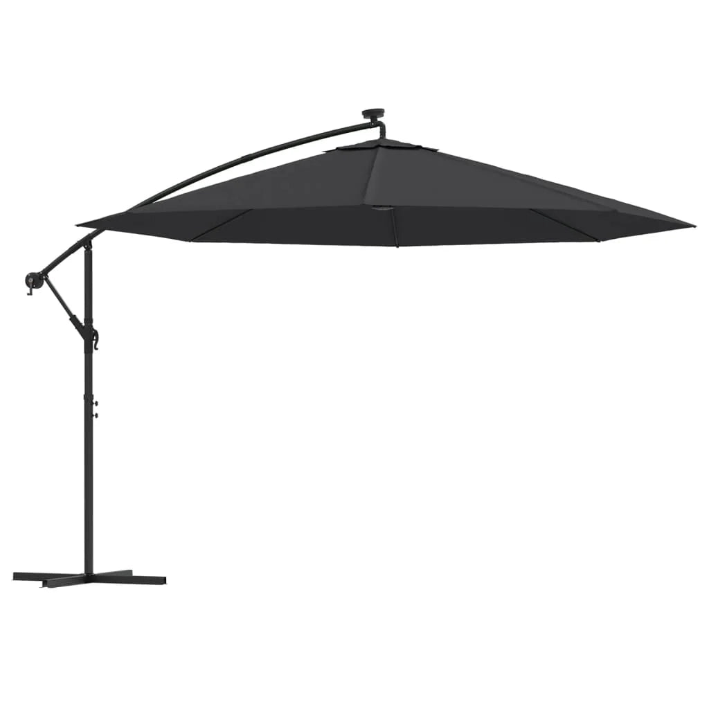 Ombrellone decentrato con luci LED nere 350 cm 02_0008456