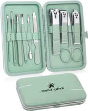 Set di forbici per unghie per manicure e pedicure professionale - 10 pezzi - verde