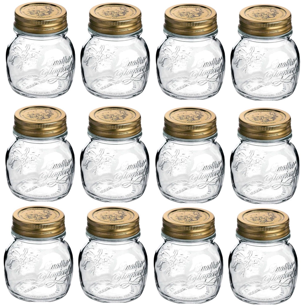 12 BARATTOLI 250CC QUATTRO STAGIONI BORMIOLI VASO PER CONSERVE CON 12 TAPPI INCLUSI