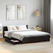 Giroletto con Cassetti-Struttura Letto con contenitore Nero 135x190 cm in Legno Multistrato 220599