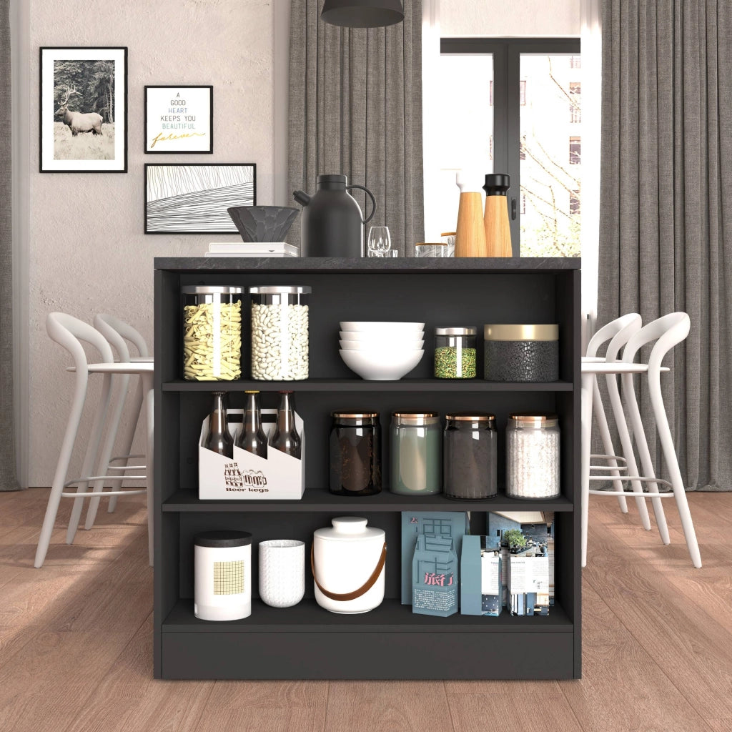 WHOUS Mobile a scaffale Sole con 3 ripiani antracite opaco e report 90x90x25 cm