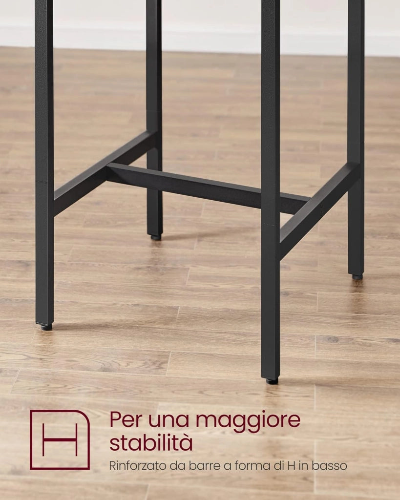 VASAGLE Tavolo Bar con 2 Sgabelli, Cucina Piccolo 60 x 60 x 90 cm, Ogni Sedia di 30 x 40 x 65 cm, Sala da Pranzo, Industriale, Marrone Vintage e Nero LBT017B01