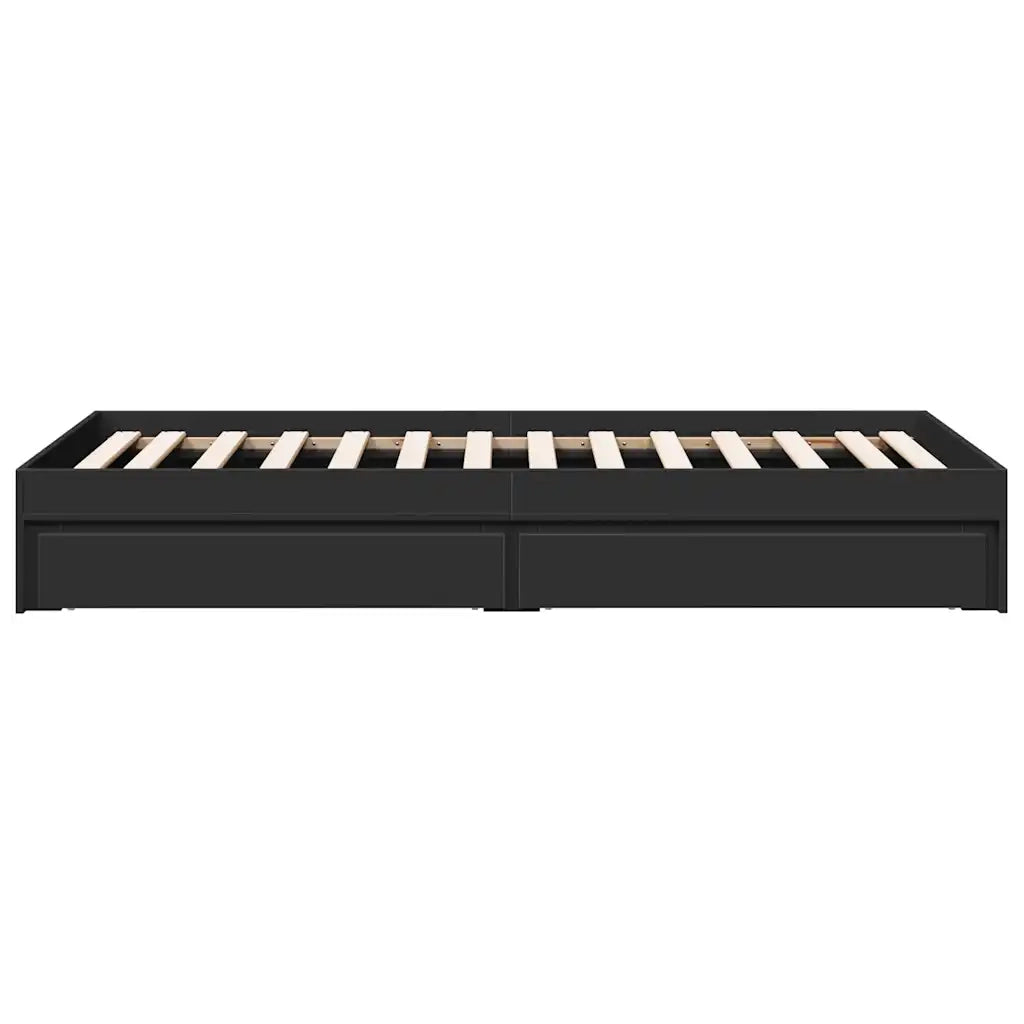 Letto singolo | Letto per adulti | Giroletto con Cassetti Nero 75x190 cm in Legno Multistrato