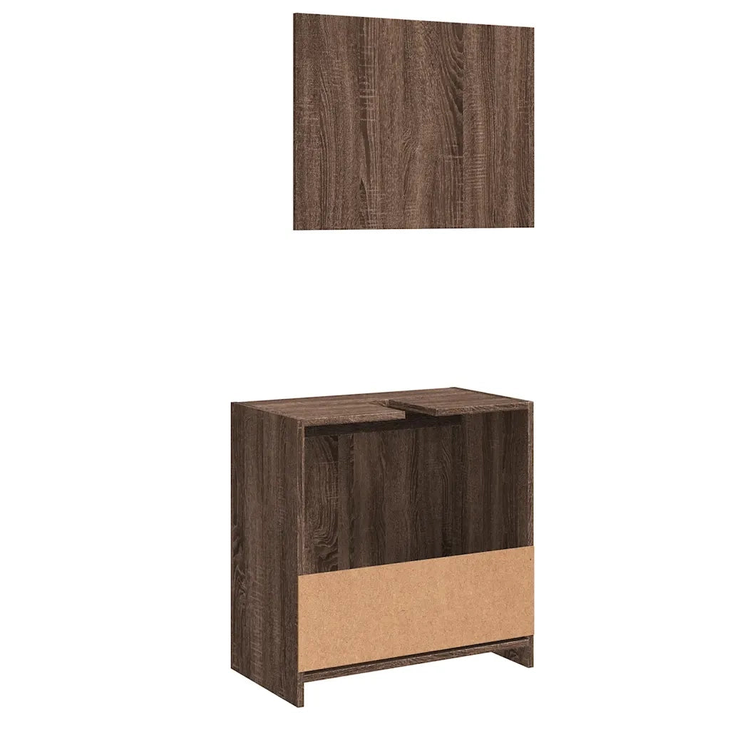 Set Mobili da Bagno | Armadio da bagno 2 pz Rovere Marrone in Legno Multistrato