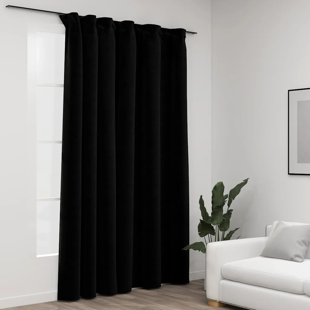 Tende Oscuranti | Tende Blackout con Ganci Effetto Lino Nereu 290x245 cm