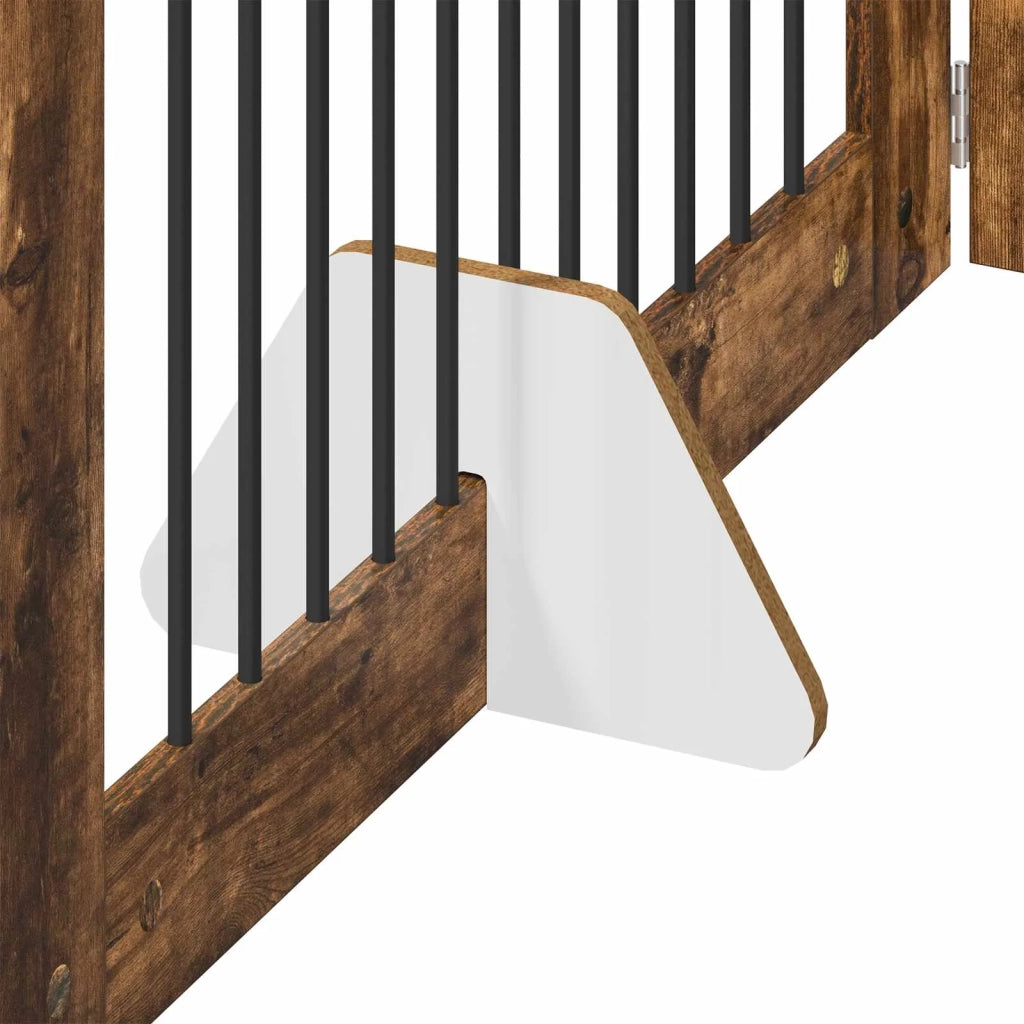 Cancello per cani con supporti 4 pcs Rovere Fumo 100 x 60 cm 892117