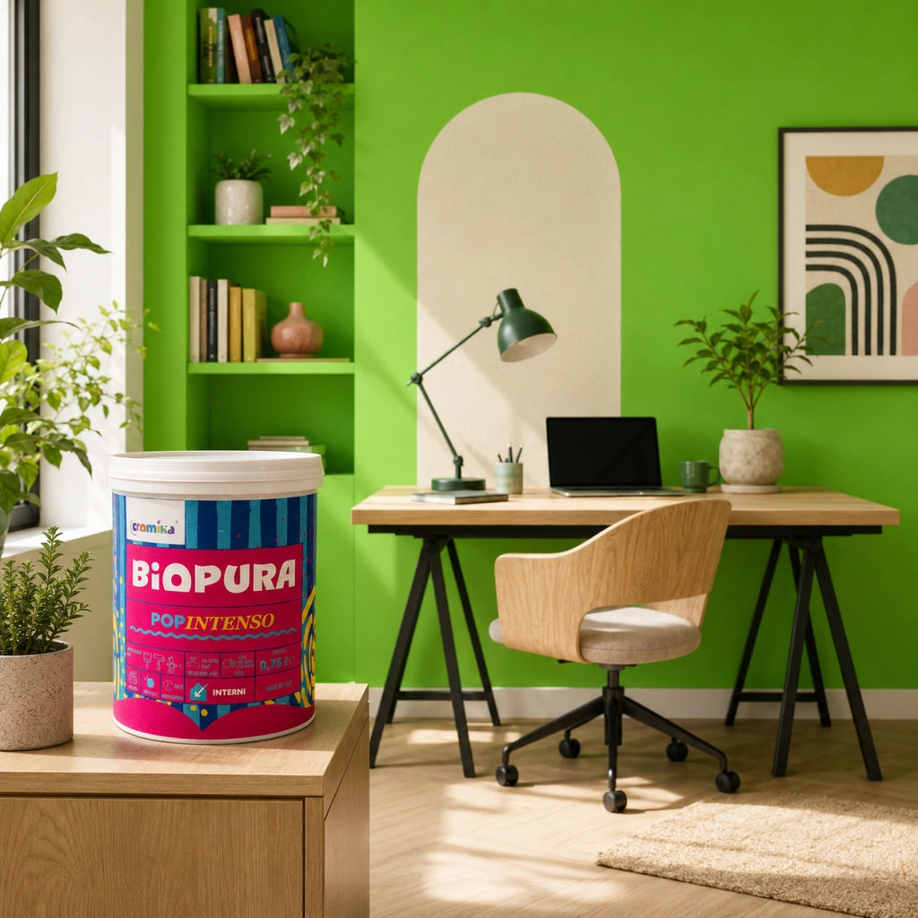 Popintenso palestra e decori interni pittura murale lavabile e coprente cromika *** formato 0,750 lt, colore- verde f...