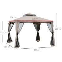Gazebo da Giardino 3x3m con Zanzariera, Struttura in Metallo e Copertura in Poliestere, Talpa