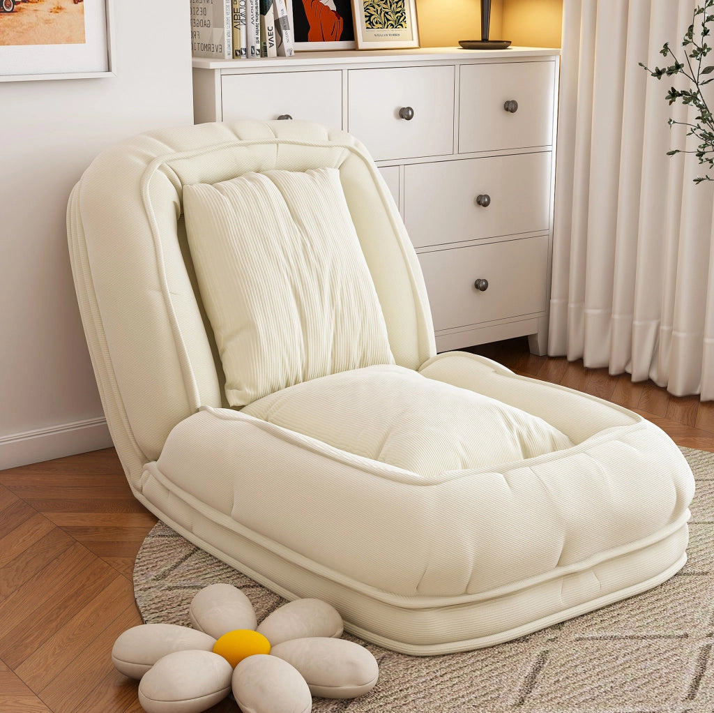 Divano letto pieghevole regolabile a 5 posizioni 80x22x87 cm in tessuto bianco sporco