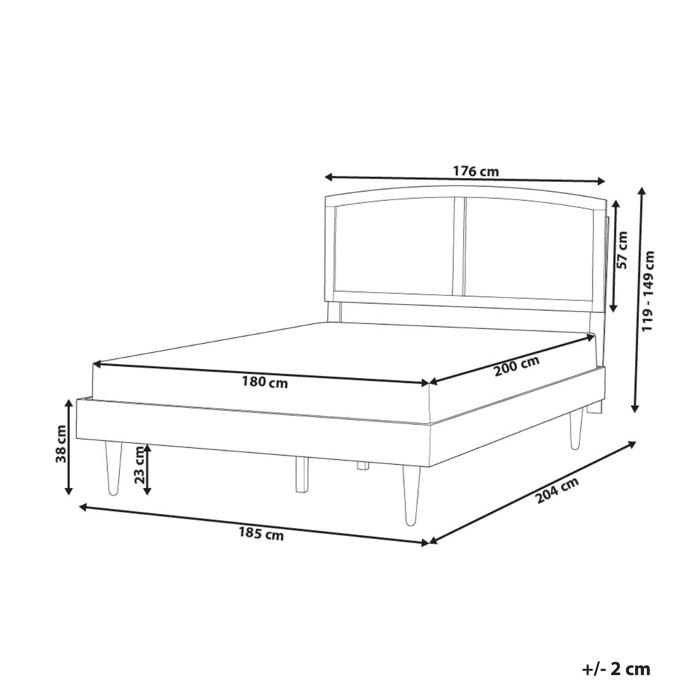Letto in legno di gomma chiaro UE matrimoniale 180 x200 cm con testiera a doghe Stile rustico minimalista