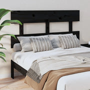 Testiera per Letto Nera 144x3x81 cm in Legno Massello di Pino 819074