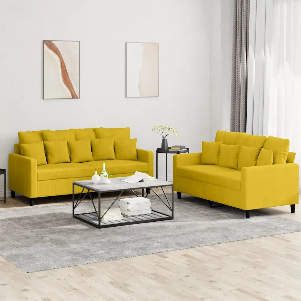 Set di Divani 2 pz con Cuscini giallo in Vellutocod mxl 104349