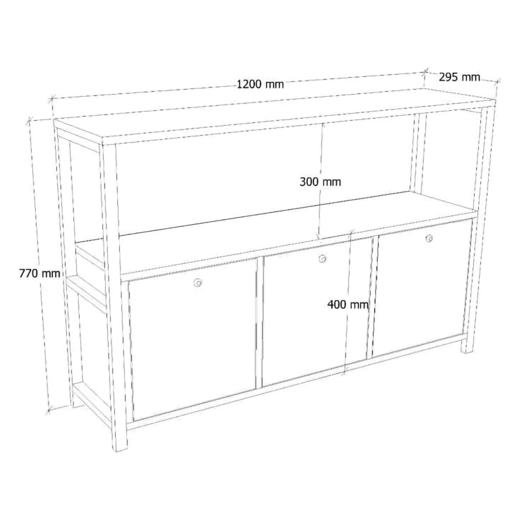 Madia Amiterno, Credenza 4 Vani, 120x30x75h cm Marrone Rovere