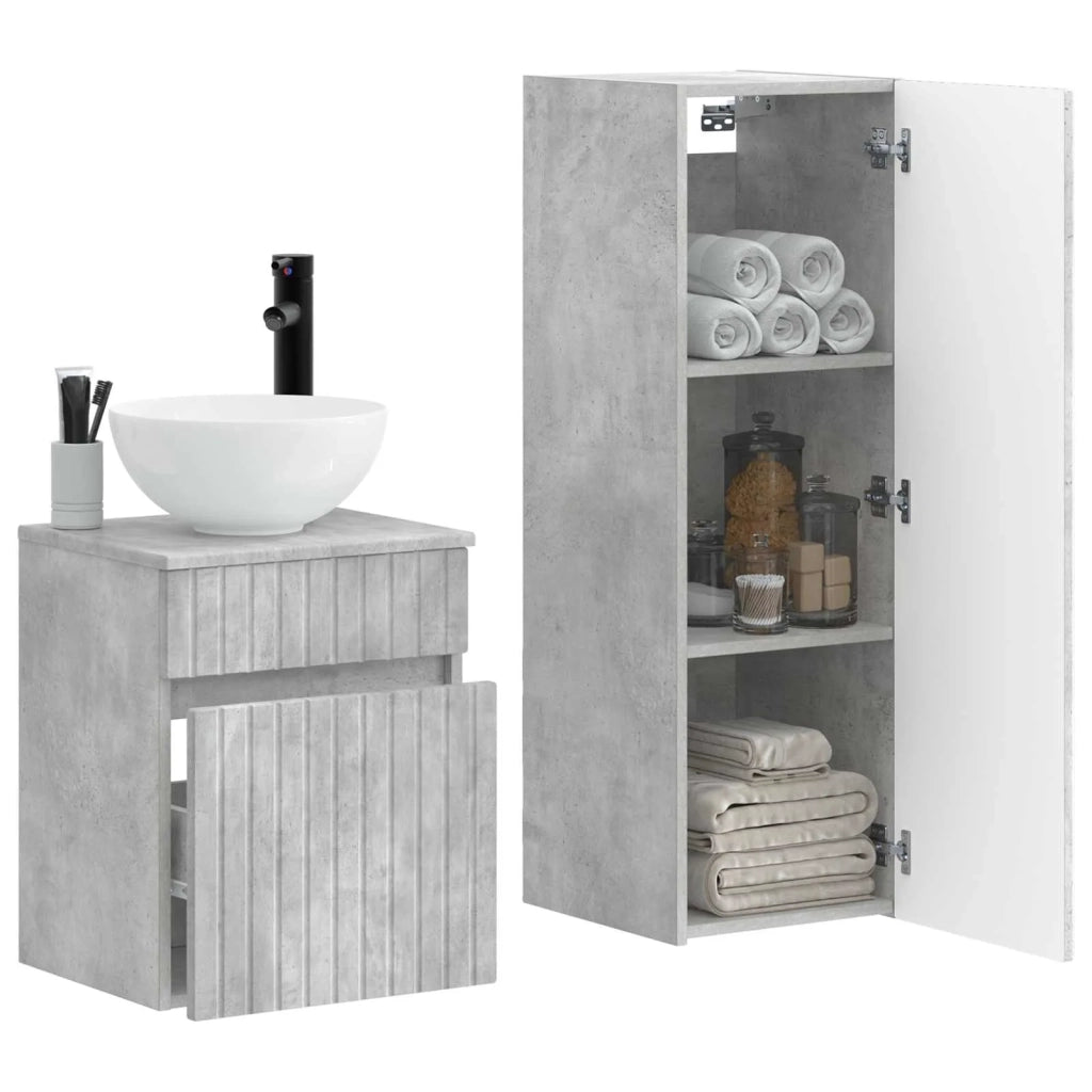 Set di mobili per il bagno 2 pz Grigio Cemento 3406136
