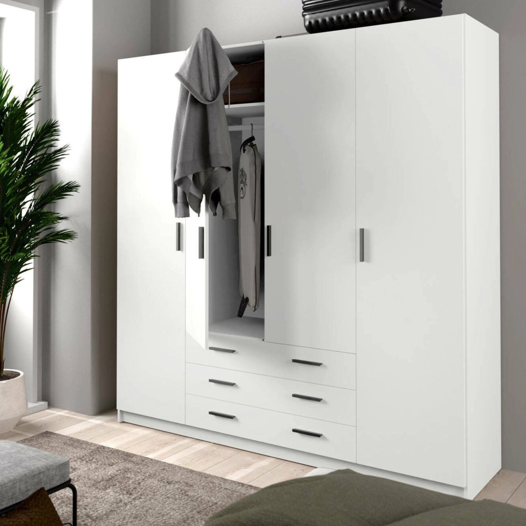 Guardaroba grande Epipola, Mobile camera da letto, Cabina armadio portabiti, Armadio appendiabiti, 196x50 h200 cm, Bianco