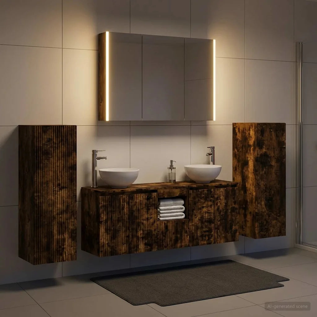 Set di mobili per il bagno 6 pcs Rovere Fumo 3407155