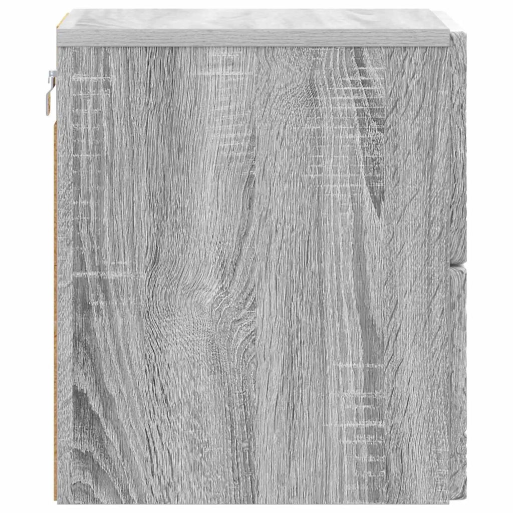 Mobiletto da notte a muro 2 pz Sonoma grigio 34,5 x 33 x 40 cm 898818