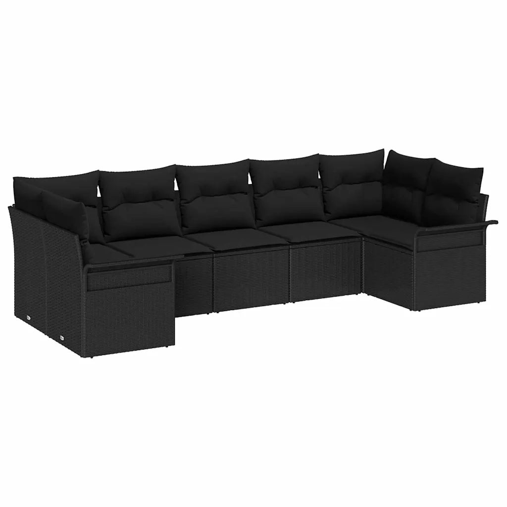 Set Divano da Giardino con archiviazione 7 pcs Nero Poly Rattan 3354182