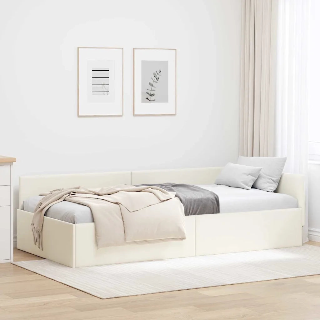 vidaXL Cornice del letto ad angolo Altro Crema 90 x 190 cm