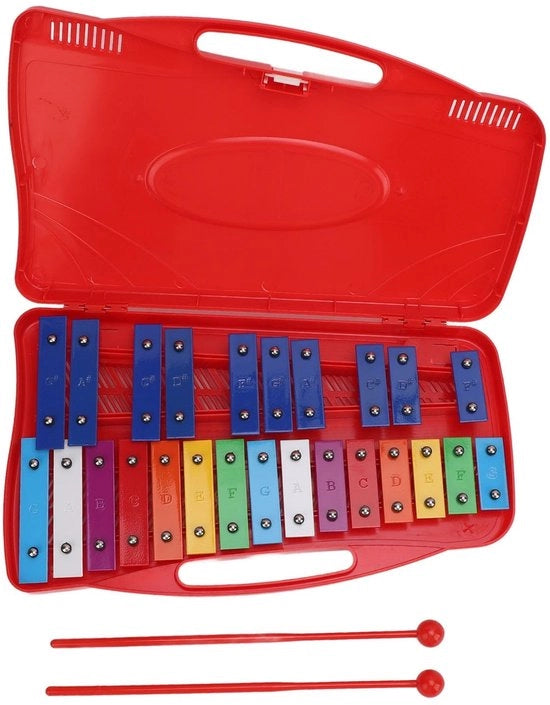 Xylofono Professionale 25 Tasti - Strumento Musicale per Bambini - Alluminio Duraturo - Leggero - Colori Arcobaleno - Borsa da Porta Inclusa