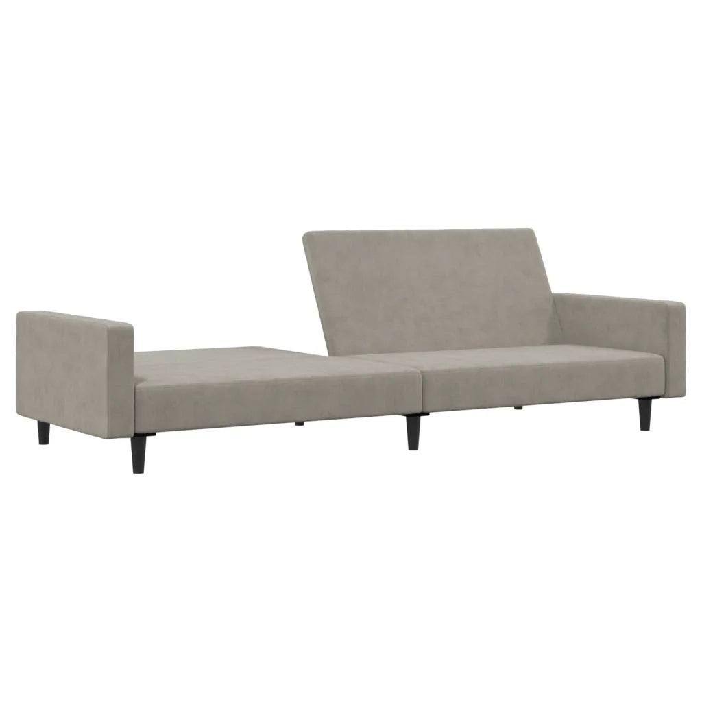 Divano Letto a 2 Posti Grigio Chiaro in Velluto 375737
