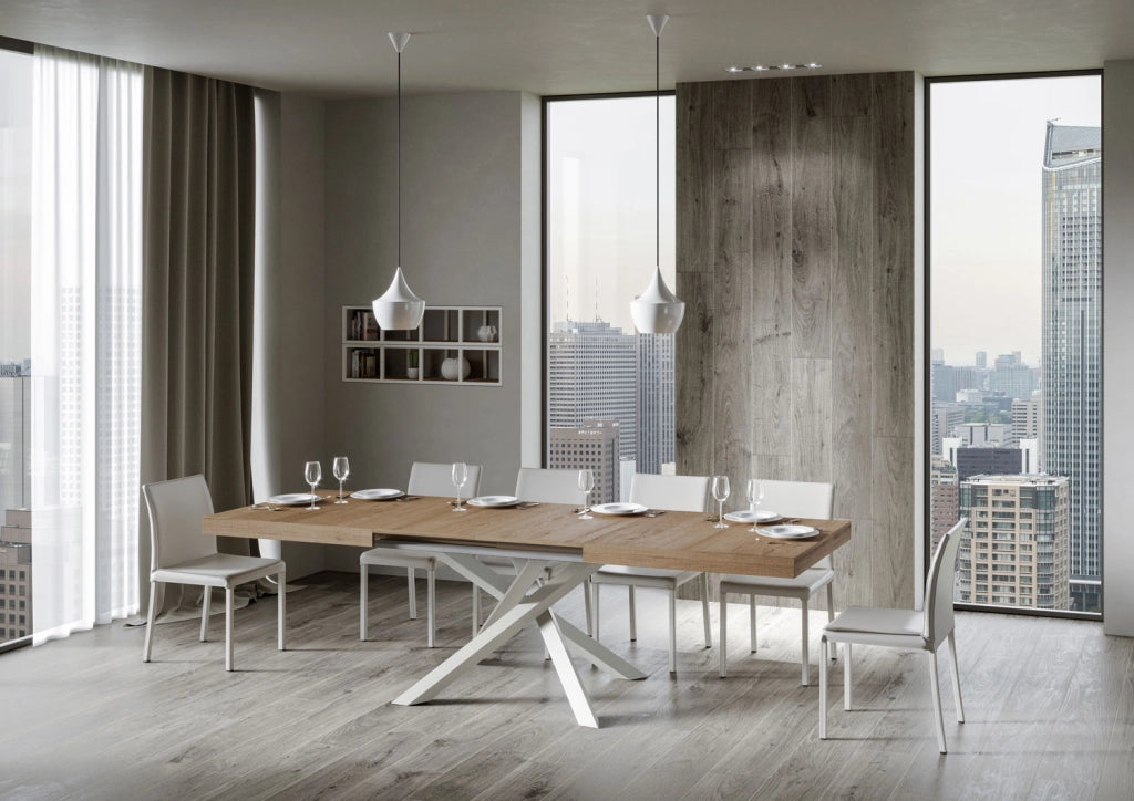Tavolo allungabile 90x180/284 cm Volta quercia natura telaio bianco